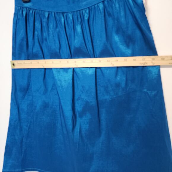 Socialite Taffeta Midi Skirt Size M Blue Pleated A-line Elastic Waist Glam Chic - Picture 7 of 10